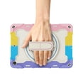 thumbnail image 3 of Dteck Case for iPad 9th/8th/7th Gen 10.2 inch,Heavy Duty Protection Rugged Case Shockproof Rubber Kickstand Cover with Hand Strap for iPad 10.2" 2021/2020/2019,Pink/Colorful, 3 of 7