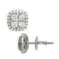 thumbnail image 2 of Halo Cluster Diamond Stud Unisex Adult Earrings 0.61ct 14K White Gold, 1.35 Gr - Goldum NYC, 2 of 3