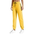 thumbnail image 4 of Arlun,Sweatpants for Women Oversized Stretchy High Waisted Drawstring Lightweight Comfy Baggy Pants Zipper Pockets Foot Binding Elastic Sports Trousers Yellow3 XL, 4 of 6