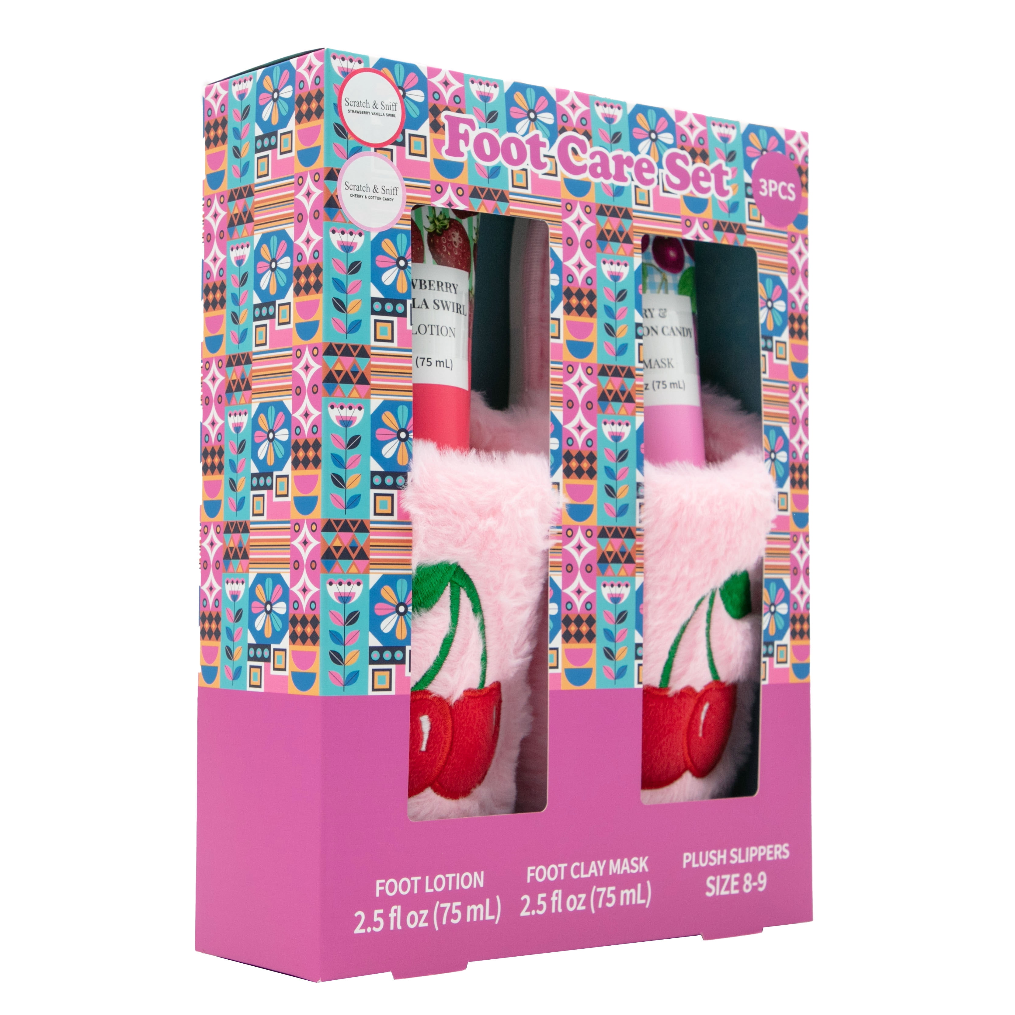 Foot Care Set, Strawberry Vanilla Swirl and Cherry and Cotton Candy Scents, 3 Pieces
