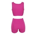 thumbnail image 5 of OOOUM Women 2 Piece Workout Set Square Neck Crop Tank High Waist Biker Shorts Outfit Ladies Stretchy Athletic Sports Yoga Tracksuit Hot Pink S, 5 of 5