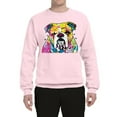 thumbnail image 2 of Wild Bobby, Dean Russo Neon Colorful Pug Dog The Bulldog Dog Lover Unisex Crewneck Graphic Sweatshirt, Light Pink, 3X-Large, 2 of 5