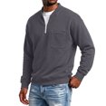 thumbnail image 5 of Trgacdwlo Mens Quarter Zip Fleece Sweatshirt Fuzzy Long Sleeve Mens Pullover Sweatshirt Solid Color Fall Winter Warm Workout Sweatshirts for Men with Pocket XL, 5 of 6