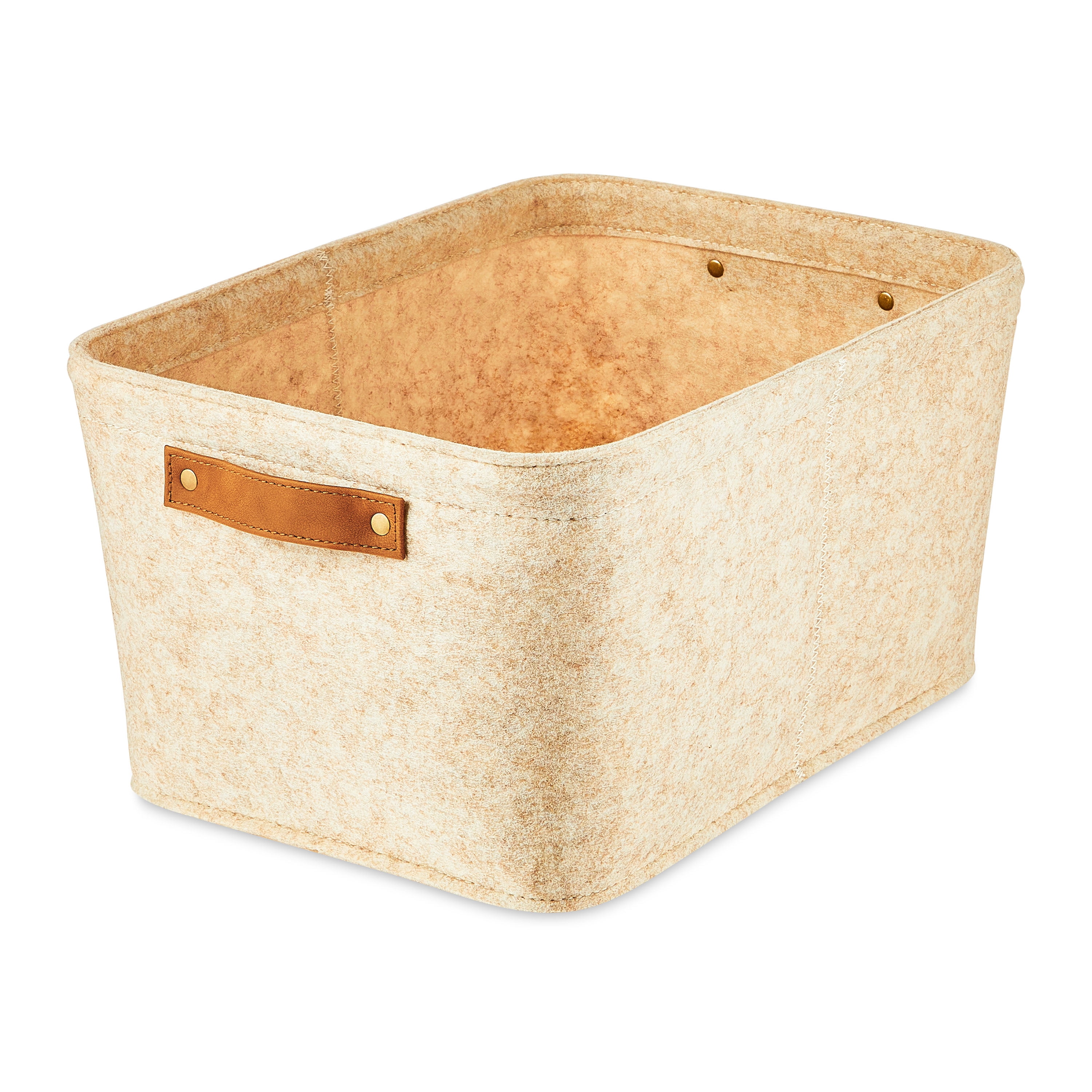 (2 pack) Mainstays Medium Rectangle Felt Basket, Oatmeal, Set of 2
