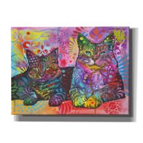 Epic Graffiti '2 Cats' by Dean Russo, Giclee Canvas Wall Art, 54"x40"