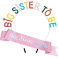 thumbnail image 1 of wonima11 Big Sister to Be Set Baby Shower Glitter Pink Sash Multicolor Headband Promoted to Be New Big Sis Announcement Gifts for Daughter Older Siblings of New Baby Party Supplies Accessories, 1 of 1