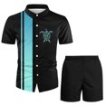 thumbnail image 2 of Vedolay Short Outfits Men's 2 Piece Casual Outfits Printed Short Sleeve Zipper Polos Suits,Sky Blue M, 2 of 3