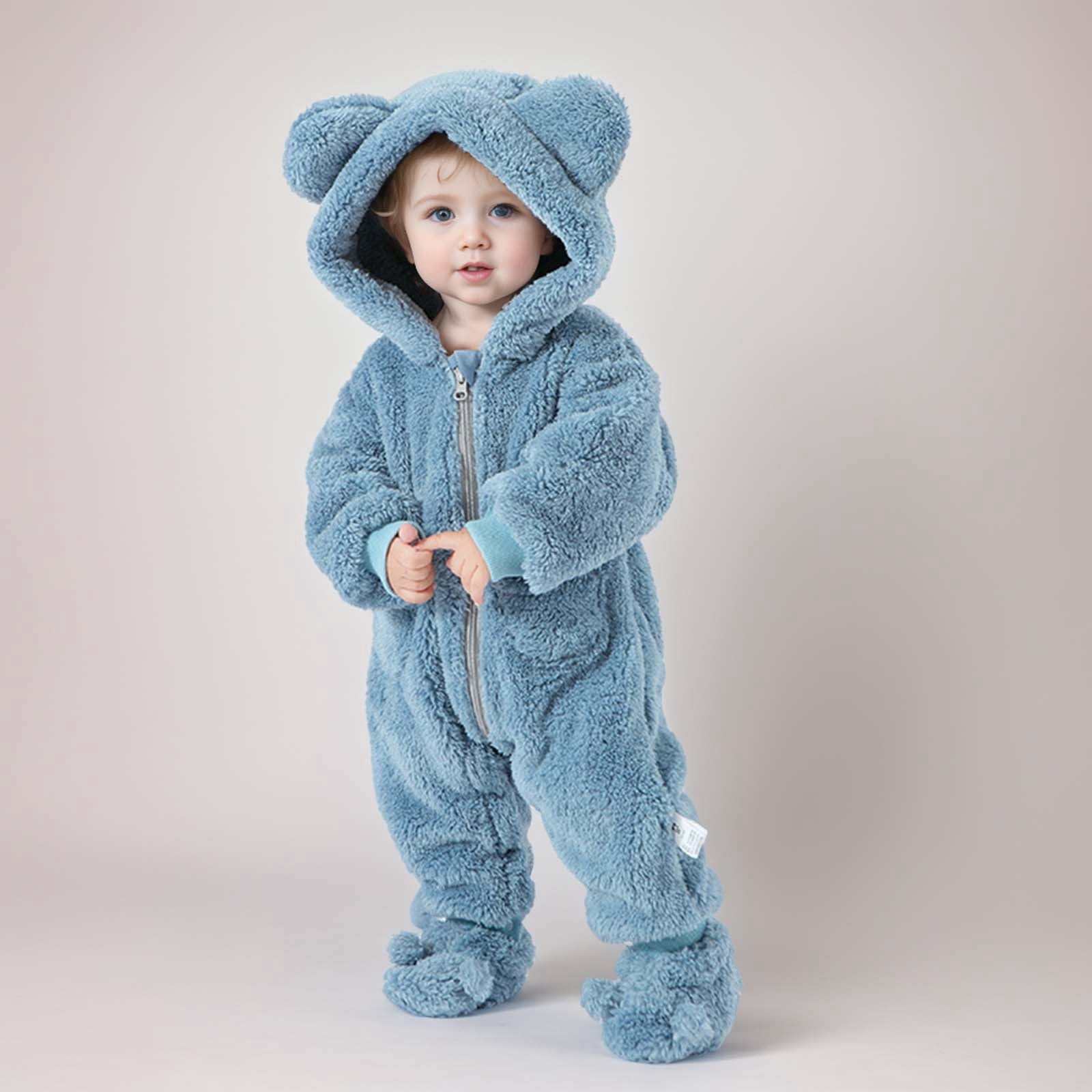 Huowey Toddler Baby Girls Long Sleeve Hooded Jumpsuit Romper Outfits Winter Warm Onesie Leisure Dailywear, 2-3 Years