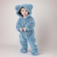 thumbnail image 2 of WEIYLL Bodysuits for Boys Infant Long Sleeve Fleece Hooded Outfits Winter Warm Blue Kids Romper 18-24 Months, 2 of 4