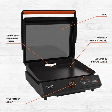 Blackstone E-Series 17 Electric Tabletop Griddle with Hood, Black