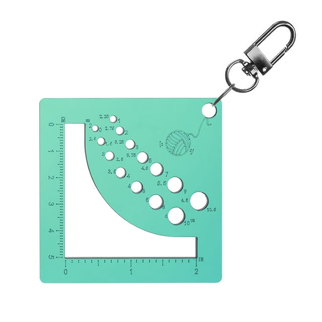 Acrylic Knitting Needle Gauge Ruler For Sweater Sewing Craft Knitting Needle Measuring Tool With Keychain Carabiner Engineering Scale Metal Small Metric Marked in Millimeters And Centimeters Tape