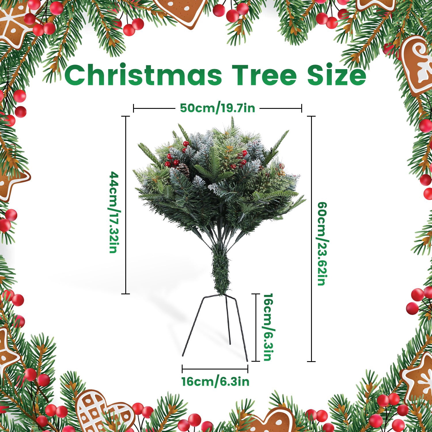 Astoutdoor Lighted Artificial Christmas Tree Urn Filler, 17.72 in, 8 Lighting Modes, 50 Warm LEDs, Auto Timer, IP44 Waterproof, Battery Operated, Indoor Outdoor, 2-Pack