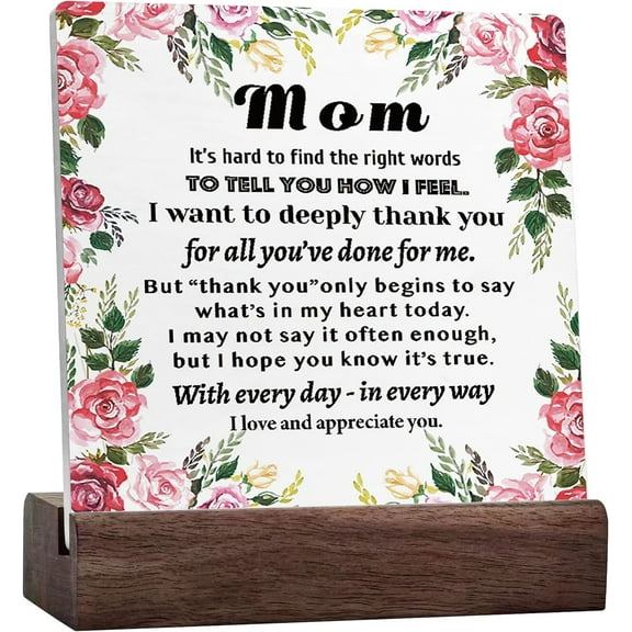 Mom Gift From Daughter Son,Mother'S Day Birthday Gift For Mom,I Love And Appreciate You Plaque Sign Ceramic Table Sign Desk Decor Decorations Gift Ideas For Mom Home Office Bedroom Shelf Table Decor