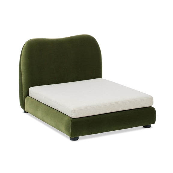 Roman Upholstered Small to Medium Pet Bed Dog or Cat, Olive Green Performance Velvet