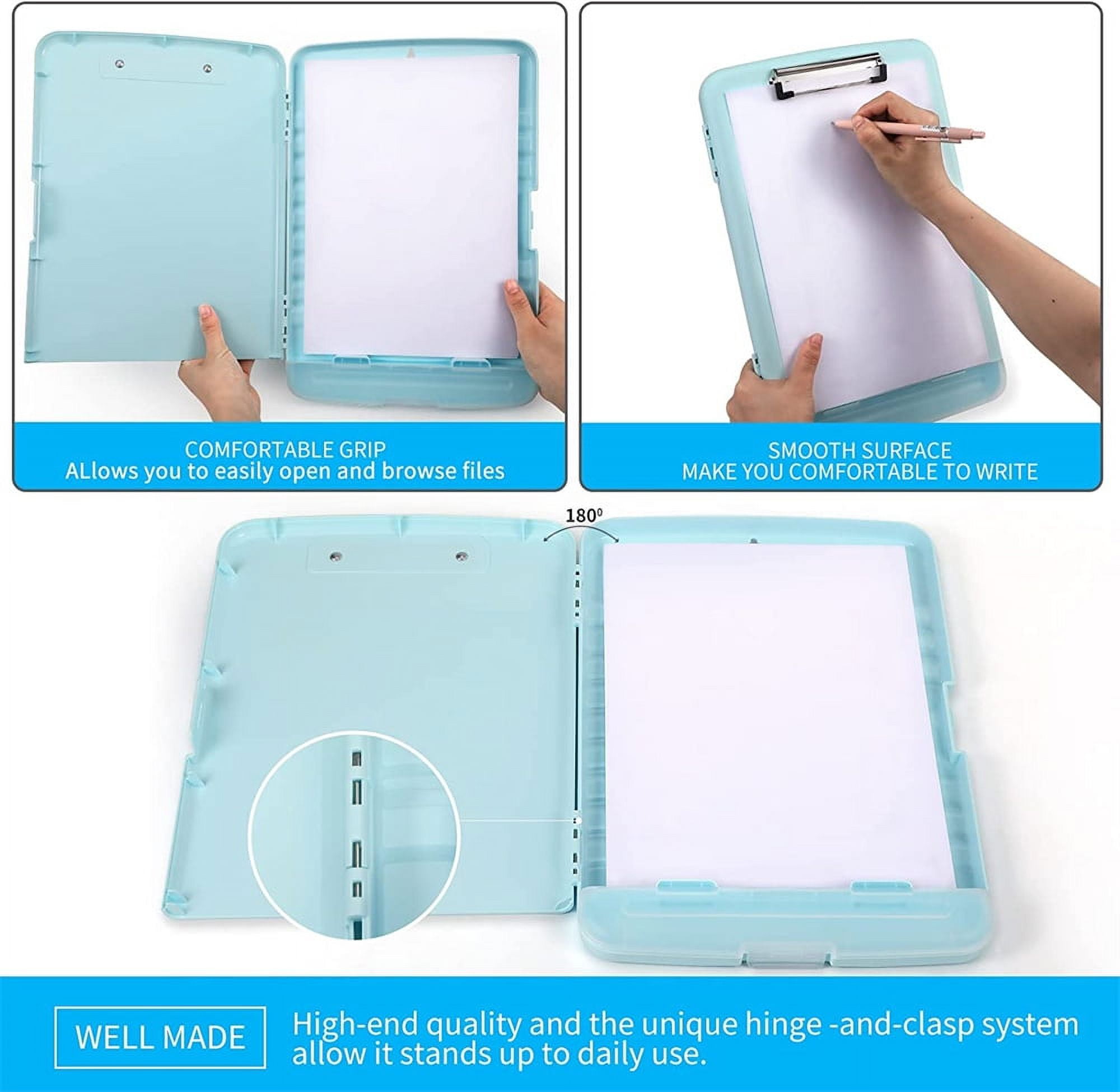 NOGIS Clipboard with Storage, High Capacity Nursing Clipboards with Pen Holder, Heavy Duty Plastic Storage Clipboard with Low Profile Clip,Smooth Writing for Office,Blue