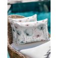 thumbnail image 4 of Waterproof Outdoor Throw Pillows with Inserts 12"x20", Teal Pink Spring Floral Soft Decorative Pillowcases for Couch Bedroom, Summer Botanical Watercolor Pillow Covers for Sofa Living Room, 4 of 8