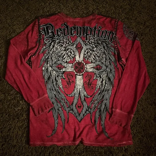 Camiseta de manga larga para hombre y mujer, camisa de gran tamaño con patrón cruzado de Hip Hop, cuello redondo, ropa gótica informal, Tops, Y2K