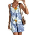 thumbnail image 1 of Fortune Women Loose Jumpsuits Suspender Bib Overalls Gradient Shorts Rompers with Pockets, 1 of 7