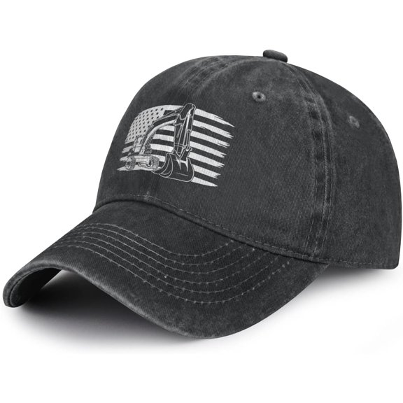 Men's Excavator American Flag Hat for Men Women, Adjustable Vintage Distressed Washed USA Flag Baseball Cap