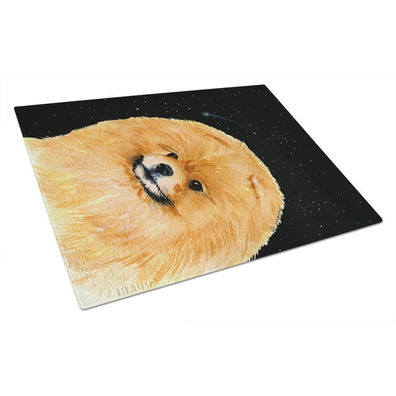 Caroline's Treasures Starry Night Pomeranian Glass Cutting Board Large
