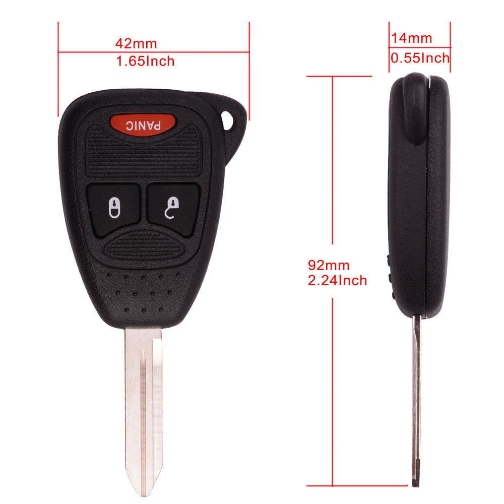 YITAMOTOR Uncut Ignition 3 Button Remote Head Key Compatible for 2006-2015 Jeep Wrangler Key Fob Replacement for OHT692427AA KOBDT04A