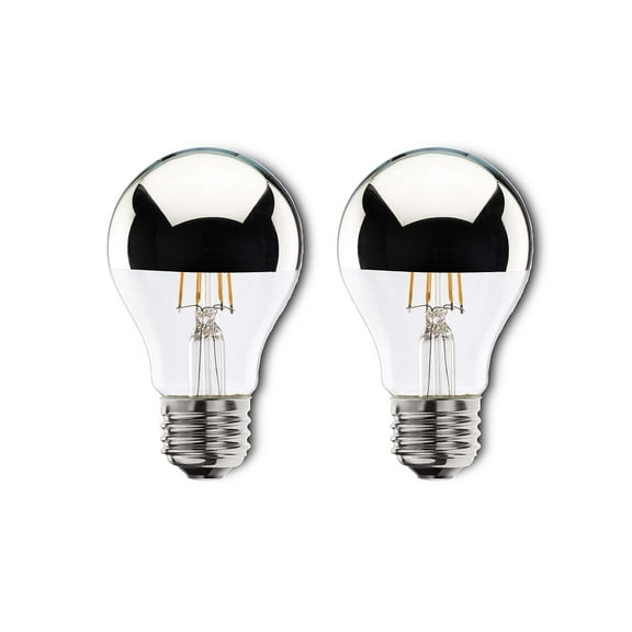 Bulbrite  Multi Pack 7 Watt Dimmable A19 Medium (E26) LED Bulb Half Chrome Pack of 2