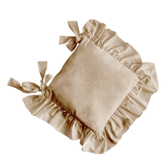 figatia Chair Cushion with Ties 40x40cm Cotton Filling Soft Comfortable Ruffles Seat Mat Seat Cushion for Farmhouse Home Wedding Decoration brown