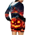 thumbnail image 6 of Taqqpue Halloween Print Hoodie Dress for Women Fashion Ghost Pumpkin Witch Mini Dresses Long Sleeve Outfit Cosplay Party Dress with Pockets, 6 of 7