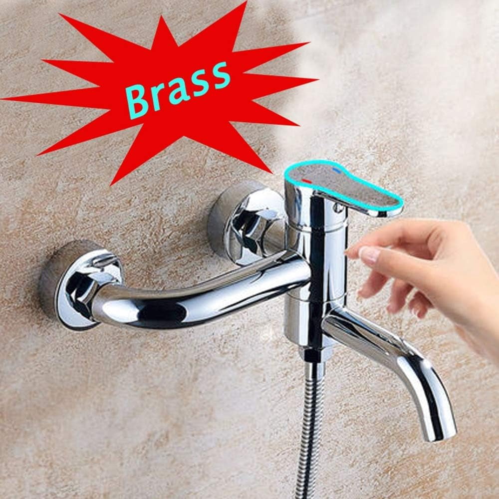 Chrome Bathtub Faucet with Hand Shower Wall Mounted Brass Bathroom Faucet Single Handle 3 Holes Bath Shower Mixer Tap