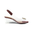 thumbnail image 3 of BLISSFUL STEP Women's Shoes Clear Wedge Heels Rhinestone Peep Toe Slingback Transparent Shoes Burgundy 7, 3 of 7
