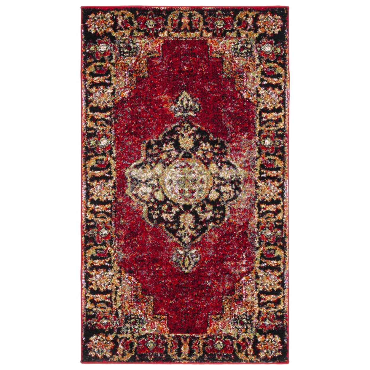 SAFAVIEH Vintage Hamadan Tahnee Traditional Area Rug, Red/Multi, 6'7" x 6'7" Round