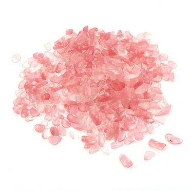 Uxcell 200g/0.44lb 5mm to 7mm Natural Tumbled Chips Decoration Stones for Aquarium Plants Vase Fillers, Pink Red