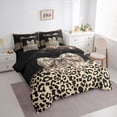thumbnail image 2 of Erosebridal Brown Bowknot Bedding Comforter Set 7-Piece for Teens,Girls Leopard Print Bling Glitter King Bedding Sets,Black Reversible,Lightweight Room Decor, 2 of 6