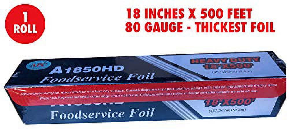 Heavy Duty Aluminum Foil, 12 Inches X 500 Feet, Commercial Industry Grade  80 Microns, Food Service, Wrap, Bulk Thick Super Durable Heaviest Strength