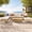 9-Piece with Fire Pit Table, variant on 7-Piece Outdoor Patio Furniture Set-All-Weather Rattan 4-Seat Sofa & 2 Armless Chairs with Washable Cushions & Acacia Wood Top Coffee Table for Porch & Balcony, Beige