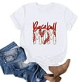 thumbnail image 2 of WREESH Women's Baseball Mom Graphic Tee Casual Round-Neck Printed Short Sleeve Blouse White, 2 of 3