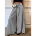 thumbnail image 4 of Women'S Striped Wide Leg Pants Elastic Waist Baggy Palazzo Trousers with Pockets Going Out Outfits Black & White L, 4 of 10