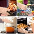 thumbnail image 5 of HEETLY 12.5-Inch Extra Long Waterproof Silicone Oven Mitts, 1-Pair Set, Heat Resistant with Cotton Lining, Pink, 5 of 7