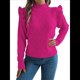 thumbnail image 3 of Suéteres de Mujer, Suéter de Cuello Redondo con Volantes, Larga, Color Liso, Holgados, para Invierno 2025. Rosa Roja L, 3 of 9