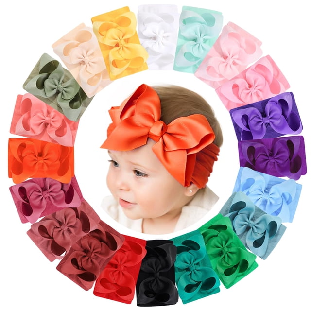 Set de 20 Vinchas Doboi para Niñas Pequeñas con Grandes Lazos de Nylon