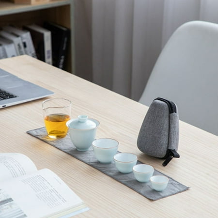 

Tea Set Portable Travel Ceramic Tea Set with Portable Travel Bag for Home Party Office Pink