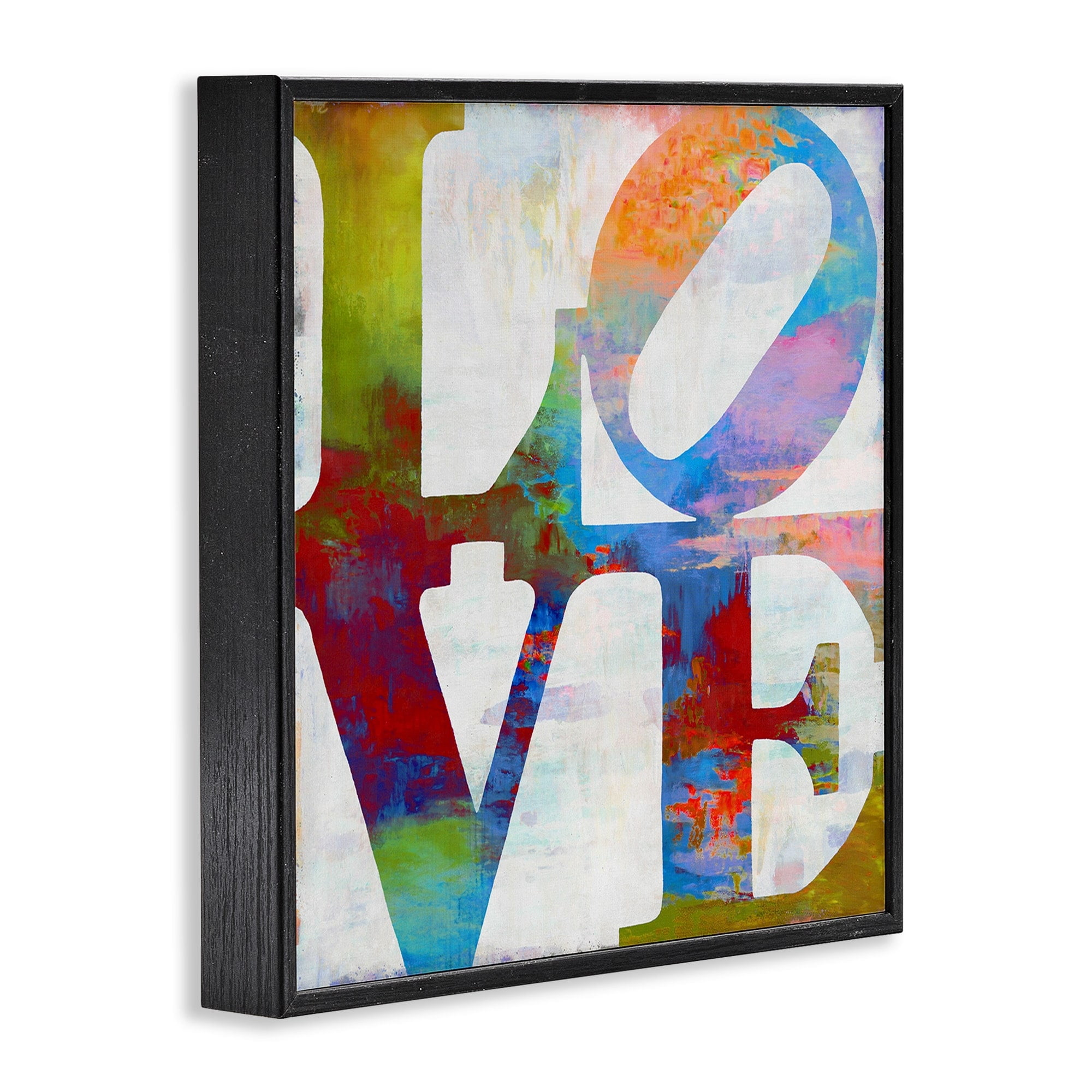 Stupell Industries Love Painted Textured Rainbow Background Typography, 24 x 24,Design by Jamie MacDowell
