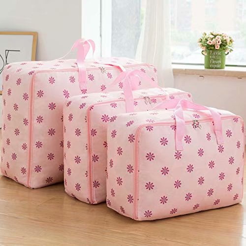 3PCS Oxford Large Clothing Organizer Storage Bags Foldable Comforter Blankets Clothes Storage Bags