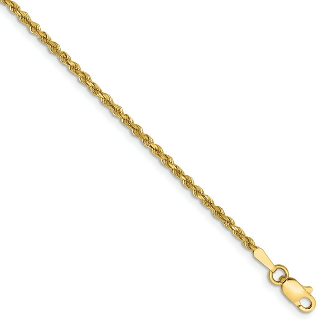 14K Yellow Gold 1.75mm Diamond Cut Rope With Lobster Clasp Chain Bracelet 7 IN