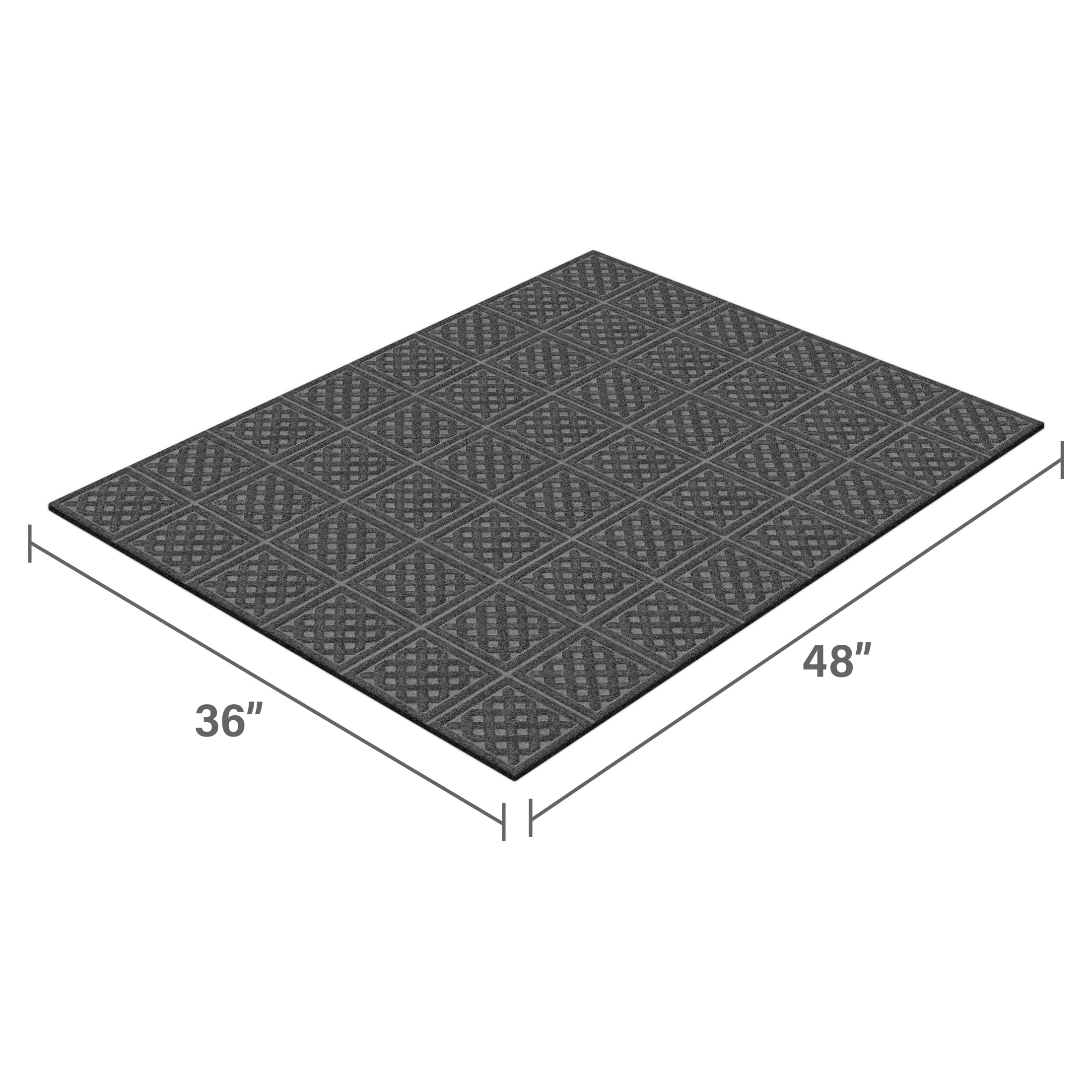 Mainstays Textures Lattice Polyester and Rubber Backed Doormat 3' x 4', Smoke