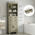 thumbnail image 3 of IDEALSOUL Tall Storage Cabinet, 72" Farmhouse Bathroom Storage with 2 Drawers, Adjustable Shelves & Barn Door, Cabinet for Bathroom, Living Room, Kitchen, Grey, 3 of 10