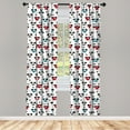 thumbnail image 3 of Ambesonne Dog Lover Curtains, Cartoon of Paws Puppies, Pair of 28"x84", Dark Pink Pale Grey and Blue, 3 of 5