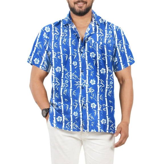 HAPPY BAY Men's Hawaiian Shirts Short Sleeve Button Down Shirt Mens Party Shirts Casual Holiday Summer Tropical Island Shirts for Men Funny XL Dodger, Hibiscus