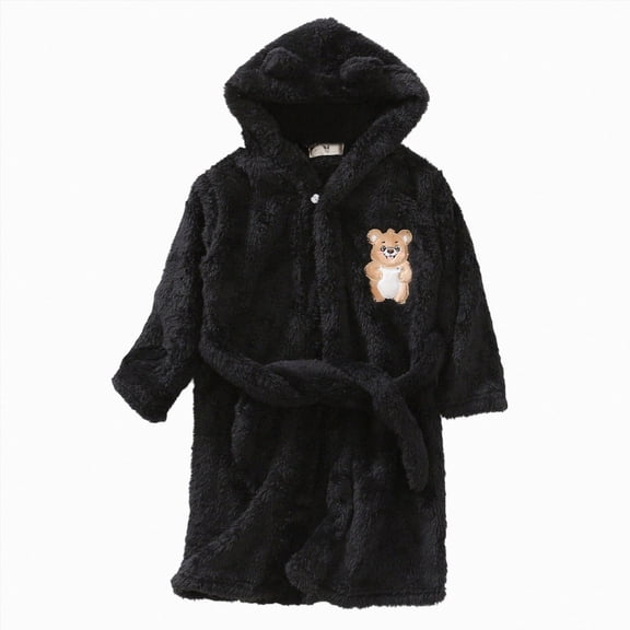 Dagaeig Boys Girls Kids Flannel Bathrobe,Soft Hooded Sleep Robe with Waist Tie,Cozy Cartoon Pattern,for Boys Girls 2T 3T 4T 5T 6T 7T 8T ,All-Season Loungewear Toddler Pajamas 18-24 Months