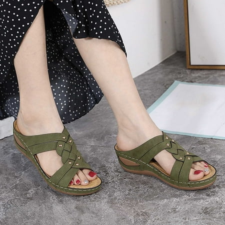 

Women Sandals Clearance 2023! Pejock Women s Platform Wedge Sandals with Arch Support Sandals Arch Support Fashion Casual Elegant Wedge Heel Sandals Summer Athletic Outdoor Beach Sandals